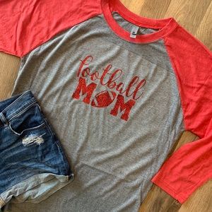 Football Mom 3/4 length tee -New!